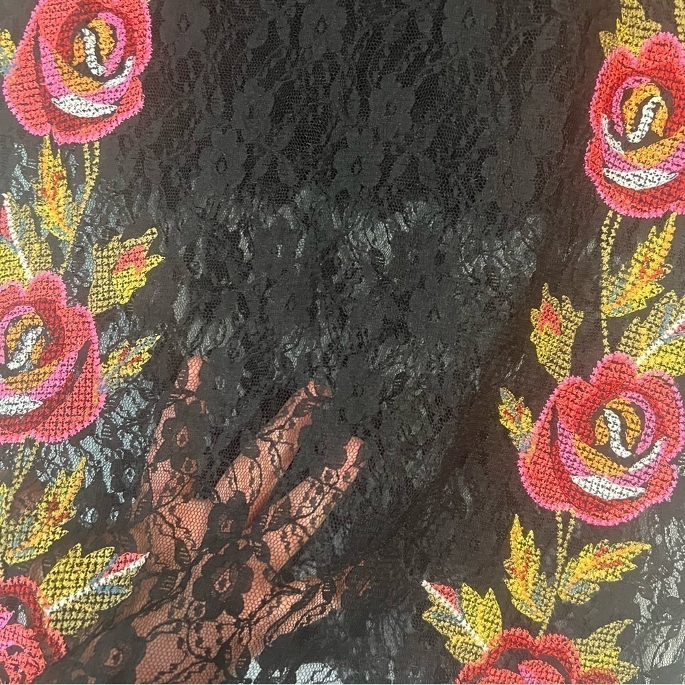 TopShop rose skirt lace sheer black embroidered whimsigoth Romantic chic goth - Picture 5 of 10